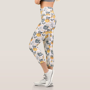 Leggings Capri Espectacular auldron de Halloween y patrón de gato