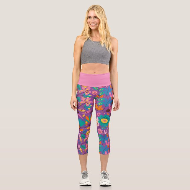 Leggings Capri Espectacular floral exótica (Anverso)