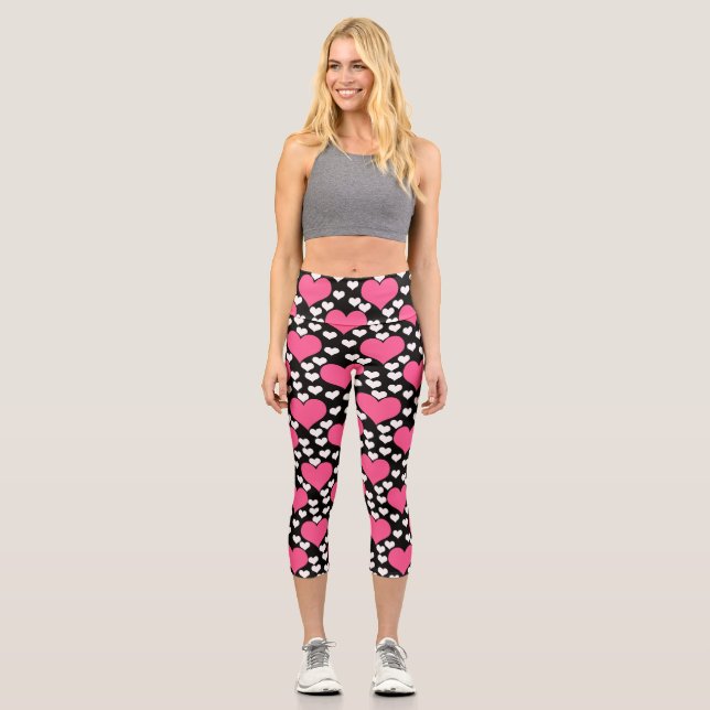 Leggings Capri Espectacular Patrón De Amor Y Corazón (Anverso)