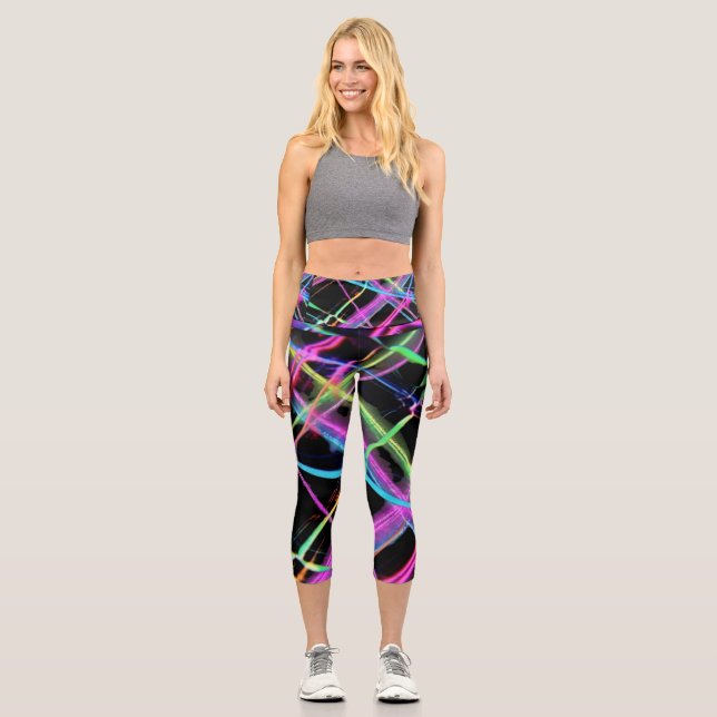 Leggings Capri Espectáculo de luces de neón (Anverso)