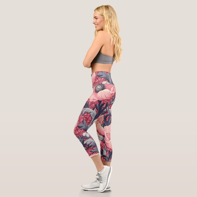 Leggings Capri Espectáculos rosados vintage Floral (Izquierda)
