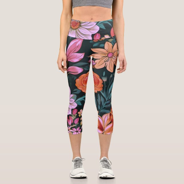 Leggings Capri Espejo Jardín de Flores (Anverso)