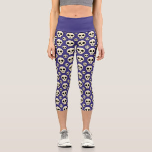 Leggings Capri Espinoso patrón de cráneo de Gótico kawaii