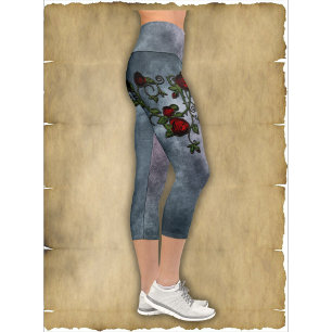 Leggings Capri Esplendor Espiral: Un cuento de vino Rosa