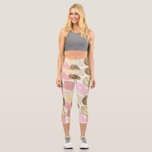 Leggings Capri Esplendor Otoño: Patrón de hojas sin foco
