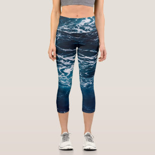 Leggings Capri Espuma ondulante agua azul oscura