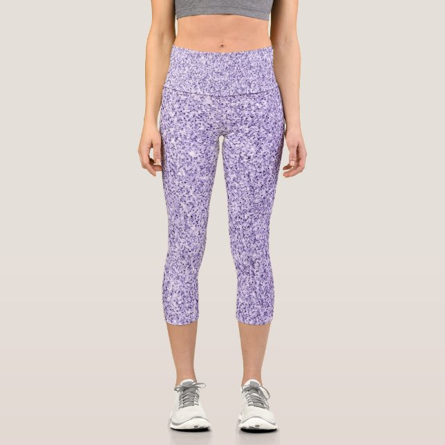 Leggings Capri Espuma ultravioleta de purpurina púrpura (Anverso)
