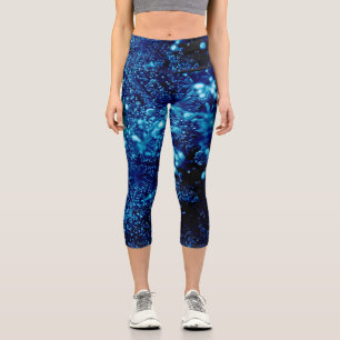 Leggings Capri Espumas azules Resumen Burbujas congeladas