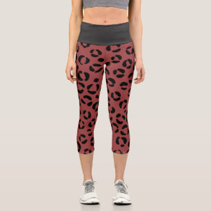 Leggings Capri Estampado Animal Borgoña