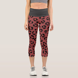 Leggings Capri Estampado Animal Borgoña