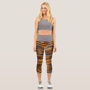 Leggings Capri Estampado Animal Rayas de Tigre Negro Marrón Glamu