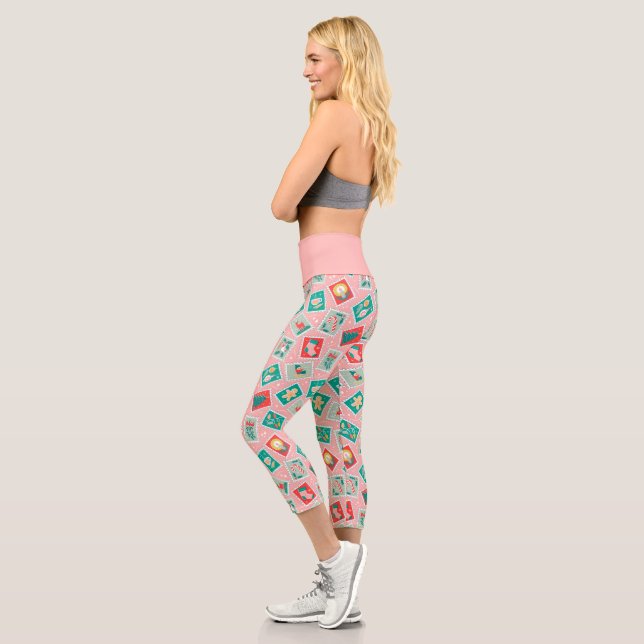 Leggings Capri Estampillas de retro Navidades (Izquierda)