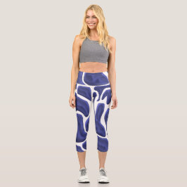 Leggings Capri Estilo abstracto con arte moderno azul
