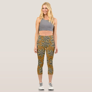 Leggings Capri Estilo de Batik Floral Resumen Africano