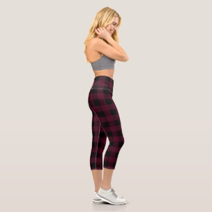 Leggings Capri Estilo de búfalo rojo y negro