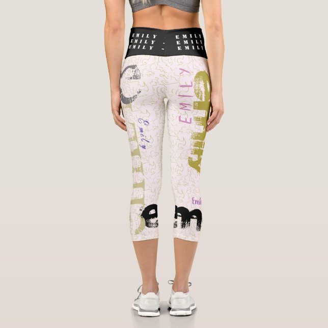 Leggings Capri Estilo de graffiti nombre personalizado 5 letras C (Reverso )