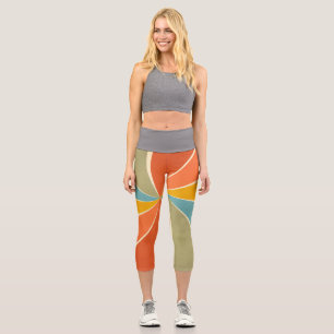 Leggings Capri Estilo de pintura mezclada remolino patrón Hippie 