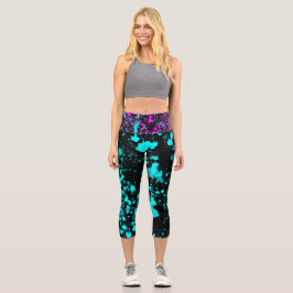 Leggings Capri Estilo de pintura rosada catódica de Aqua