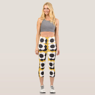 Leggings Capri Estilo escandinavo, patrón floral vintage