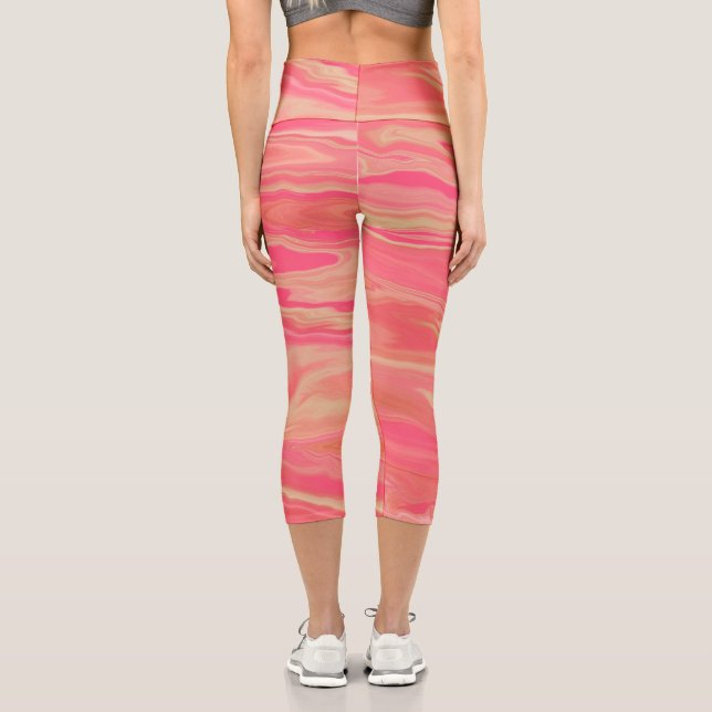 Leggings Capri Estilo moderno de moda amarillo y rosa (Reverso )