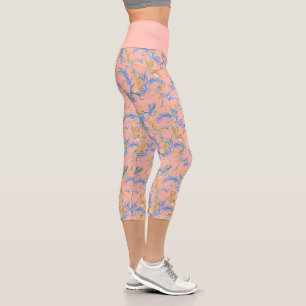 Leggings Capri Estiloso Ejercicio de Yoga del Patrón Arábico Azul
