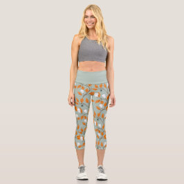 Leggings Capri Estilosos calaveras de vainas y arañas