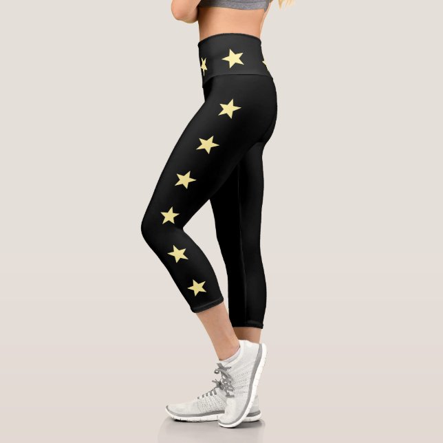 Leggings Capri Estrellas amarillas de altura de las piernas de lo (Izquierda)