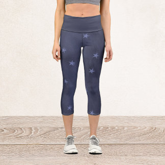 Leggings Capri Estrellas azules en azul oscuro