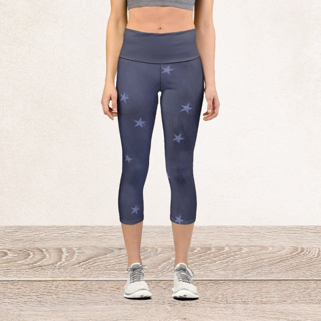 Leggings Capri Estrellas azules en azul oscuro (Subido por el creador)