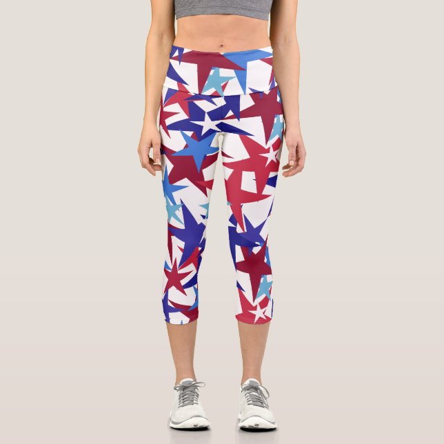 Leggings Capri Estrellas azules rojas (Anverso)