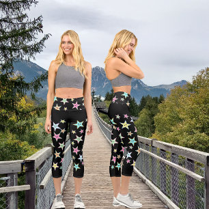 Leggings Capri Estrellas cortas con rostros en tonos pastel