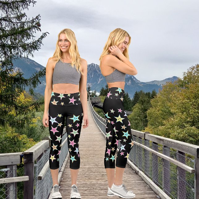 Leggings Capri Estrellas cortas con rostros en tonos pastel (Subido por el creador)