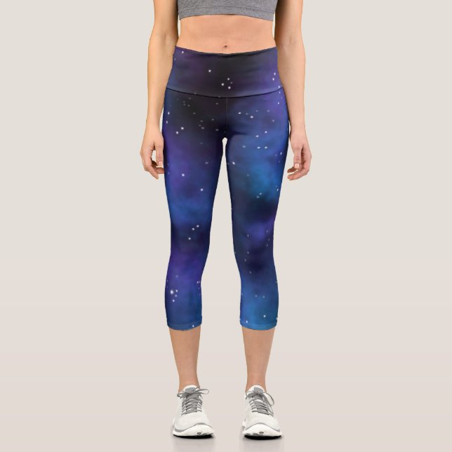 Leggings Capri Estrellas de nebula espacial (Anverso)