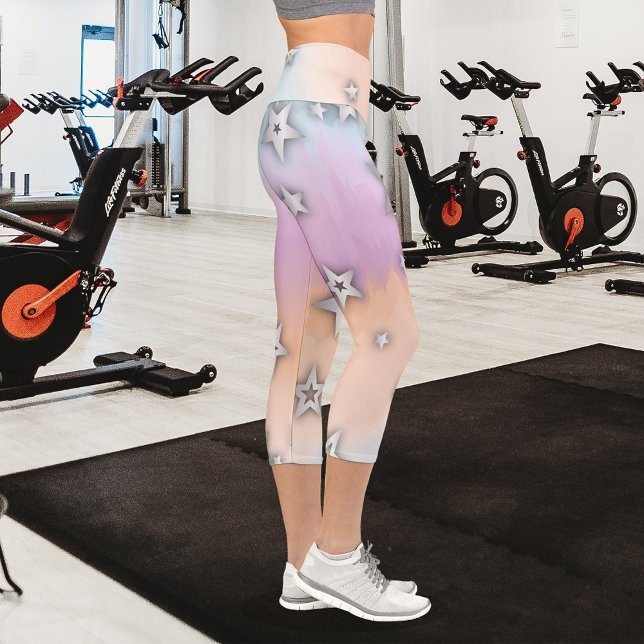 Leggings Capri Estrellas De Plata Faux Sobre El Naranja Azul Rosa (Subido por el creador)