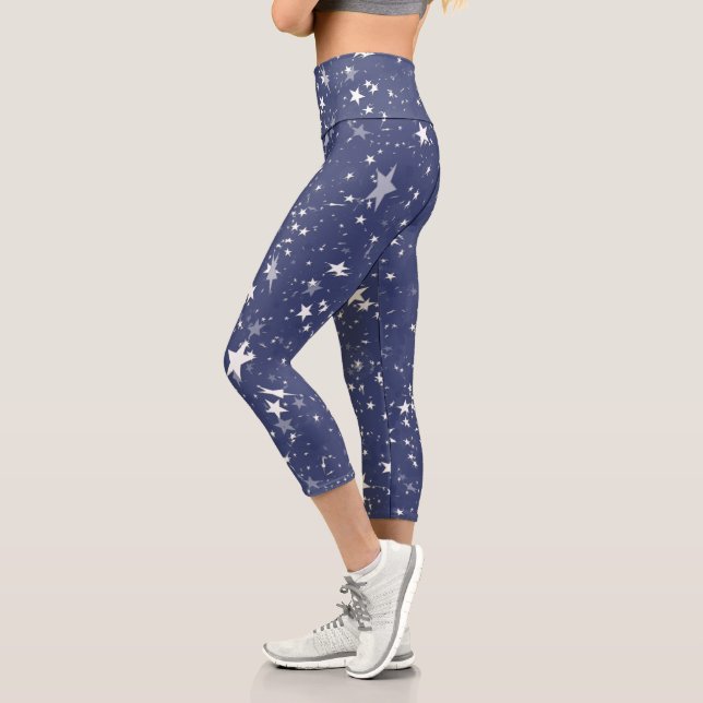 Leggings Capri Estrellas estadounidenses blancas y azules 4 de ju (Izquierda)