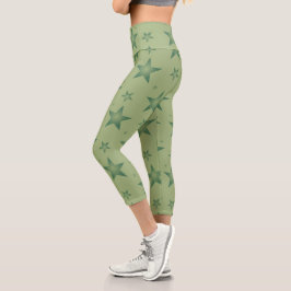 Leggings Capri Estrellas olivares elegantes y elegantes en verde