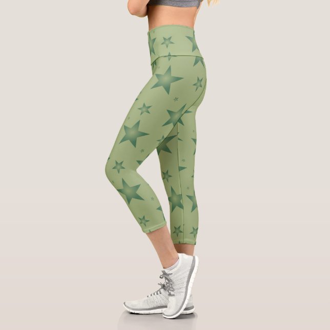 Leggings Capri Estrellas olivares elegantes y elegantes en verde  (Izquierda)