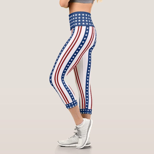 Leggings Capri Estrellas patrióticas y rayas (Izquierda)