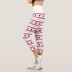 Leggings Capri Estrellas rojas, blancas y azules y rayas de Capri