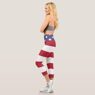 Leggings Capri Estrellas Y Rayas Patrón De Bandera De Estados Uni