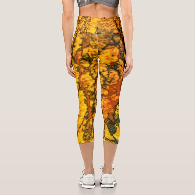 Leggings Capri Estructura de la textura de piedra de piedra de pi (Reverso )