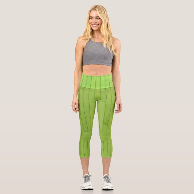 Leggings Capri Estructura geométrica de los tonos verdes (Anverso)