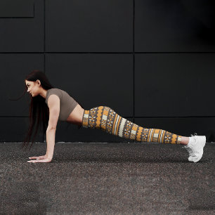 Leggings Capri Étnica marrón azteca