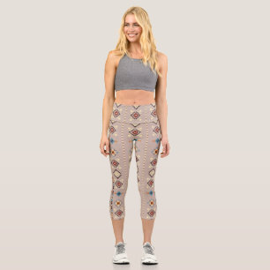 Leggings Capri Étnica: patrón tribal sin costuras