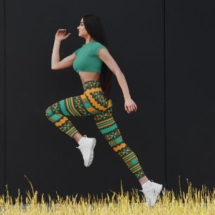 Leggings Capri Étnica verde azteca