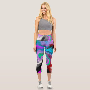 Leggings Capri Explosión de arte de mármol colorido