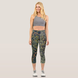 Leggings Capri Faisán pájaro árbol bosque William Morris
