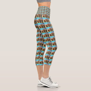Leggings Capri Familia de elefantes africanos, piernas capri de a