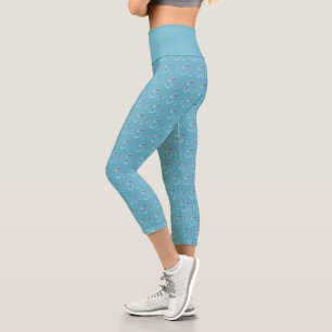 Leggings Capri Familia de muñeco de nieve patrón cian invierno