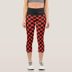Leggings Capri Fanático de la verificación Red Black Team Fun